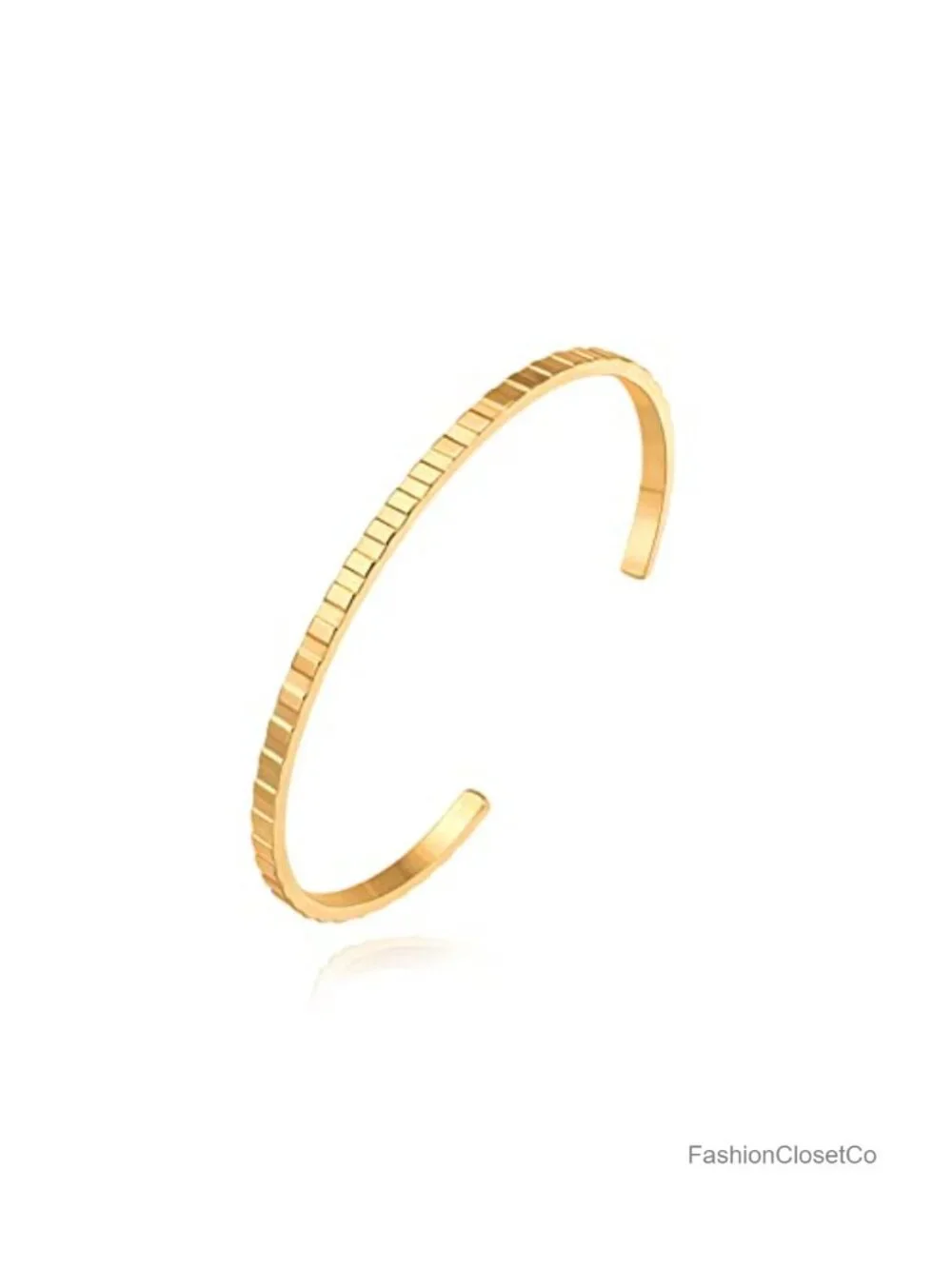 18K Gold Plated Bangle Bracelet Open Cuff Handmade Minimalist Jewelry